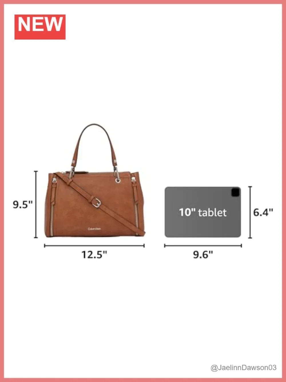 Vegan Leather Satchel Crossbody Bag with Zip Pouch and Adjustable Strap